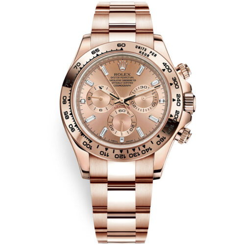 Rolex Daytona 40mm Rose Gold 116505 Pink Baguette Diamond Dial
