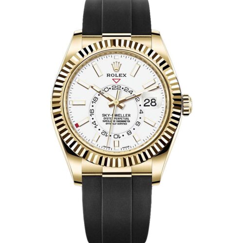 Rolex Sky-Dweller 336238 Yellow Gold White Dial Oysterflex