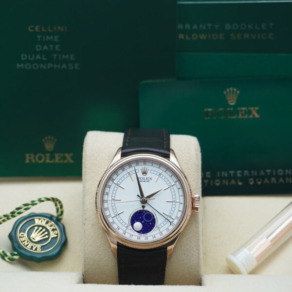 Rolex Cellini Moonphase 2023 Rose Gold 50535 White Dial