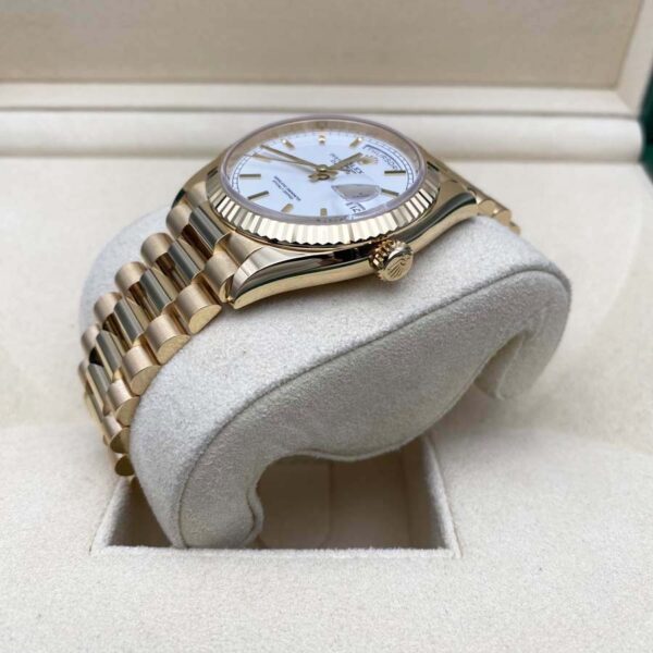 Rolex Day-Date 36mm Presidential 128238 Fluted Bezel White Dial