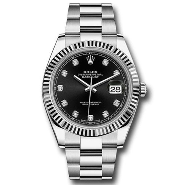 Rolex Datejust 41mm Black Diamond Dial Fluted Bezel 126334