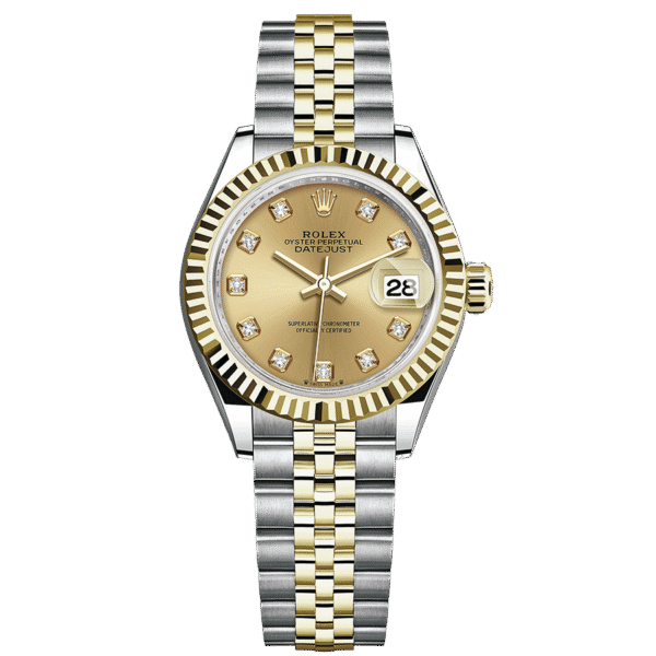 Rolex Lady-Datejust Champagne Diamond Dial Fluted Bezel 28mm 279173